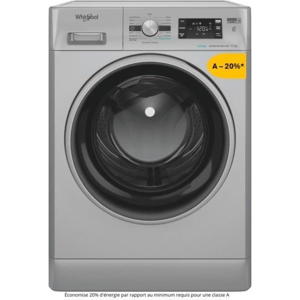 Lave-Linge Hublot Whirlpool FFBP10489SBSVFR - 10 Kg - Induction - L60Cm - 1400 Trs/Min - Classe A-20% - Silver-image