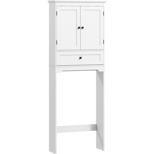 HOMCOM WC-Aufsatz Schrank über der Toilette, WC-Möbel mit 2 Türen, Schublade und verstellbarer Ablage, Modernes Design, Aufbewahrung für Bad & WC, 62 x 23 x 168 cm, Weiß Aosom