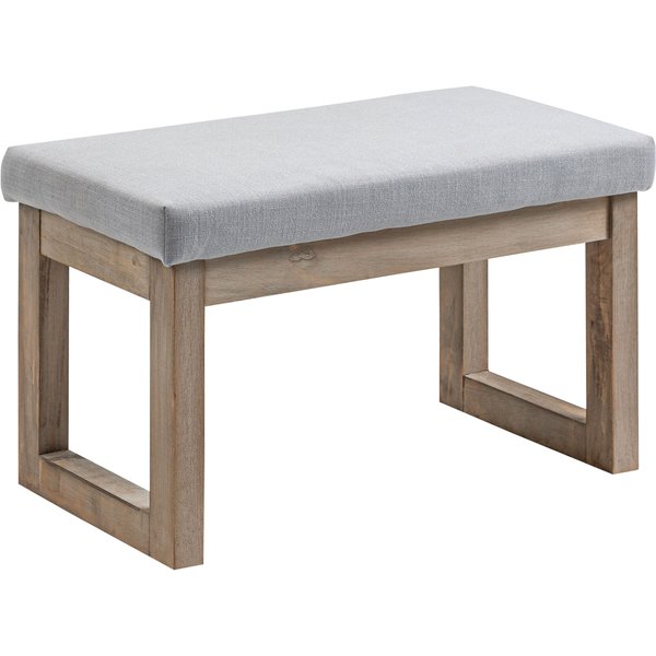 HOMCOM Fußbank Polsterhocker mit Holzbeinen 68x38x42 cm grau Sitzhocker für Wohnzimmer Schlafzimmer Eingangbank Aosom.de