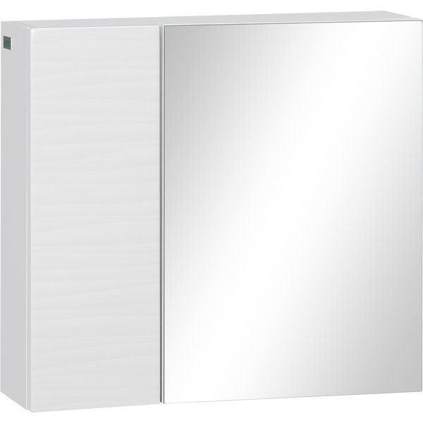kleankin Spiegelschrank, Badezimmerschrank mit Verstellbaren Einlegeböden, Badschrank mit Doppeltür, Wandschrank fürs Bad, Weiß, 48 x 15 x 45 cm Aosom
