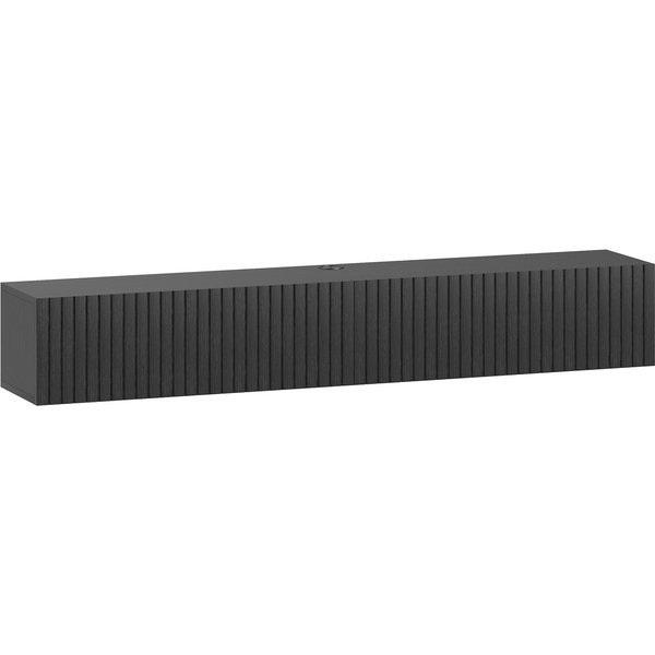 Homcom Meuble TV Suspendu 140Cm, Meuble TéLé Pour TéLéViseur 72 Pouces, 2 Portes Rabattables, 140X25X22Cm, Noir-image
