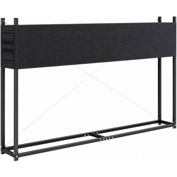 Outsunny Kaminholzregal 202 x 25 x 113 cm erhöhtes Brennholzregal mit 600D-Oxford-Abdeckung Stahlrahmen bis 500 kg Kaminholzunterstand Outdoor Holzregal Feuerholzregal für Garten Terrasse Schwarz Aosom