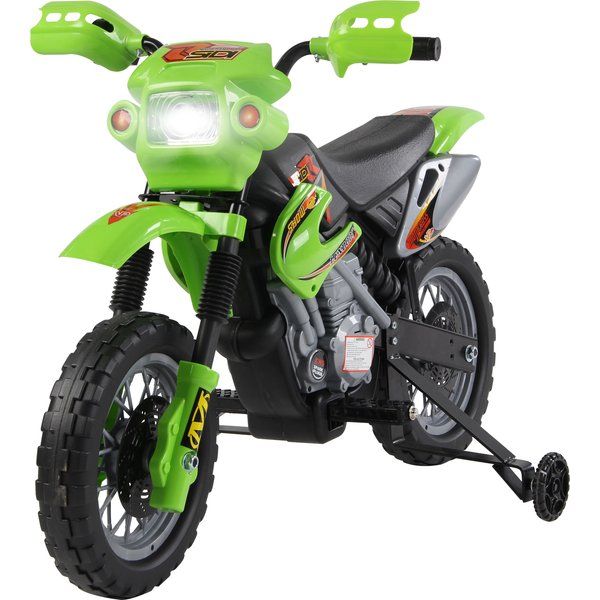 Homcom Moto Cross éLectrique Enfant 3 à 6 Ans 6 V Phares Klaxon Musiques 102 X 53 X 66 Cm Vert Et Noir-image