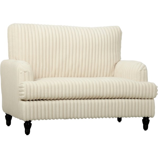 HOMCOM Corduroy Single Sofa Armchair, Modern Accent Chair with Stripes, Turned Legs and Wide Seat, Cream