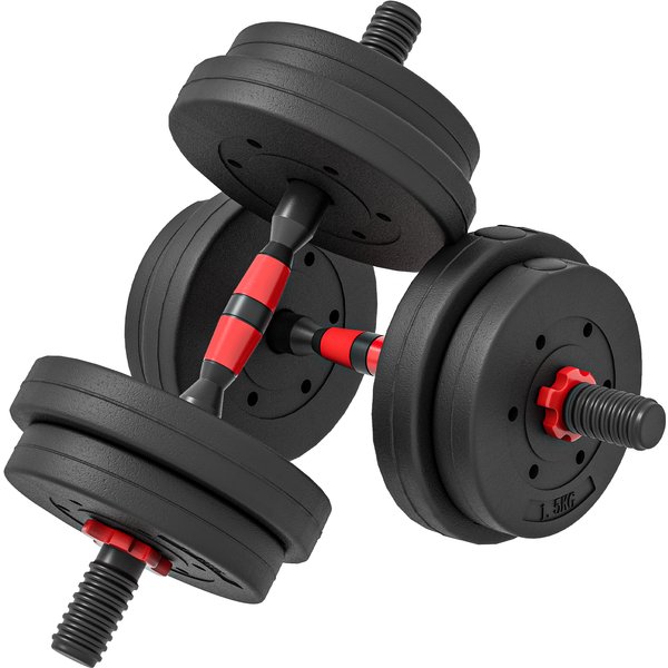 Homcom Ensemble D'haltèRes Courtes Total 15 Kg 2 En 1 Poids RéGlable Barres Incluses - EntraîNement Musculaire & HaltéRophilie-image