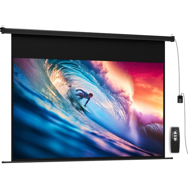 Homcom ÉCran VidéOprojecteur 100 Pouces, 16:9 4K Hd Montage Mural Ou Plafond, Panneau De Commande Et TéLéCommande-image