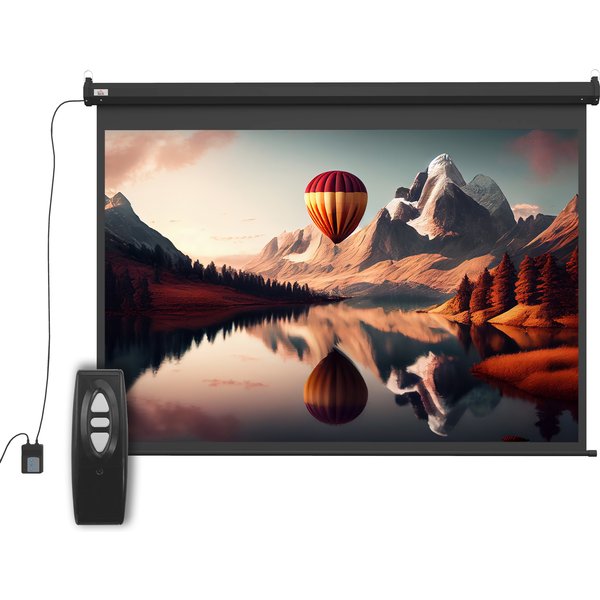 HOMCOM Beamer Leinwand 84" 171 x 130 cm 4:3 HD 4K Elektrische Projektionsleinwand mit Fernbedienung Motor Leinwand für Heimkino oder Präsentationen Schwarz Aosom