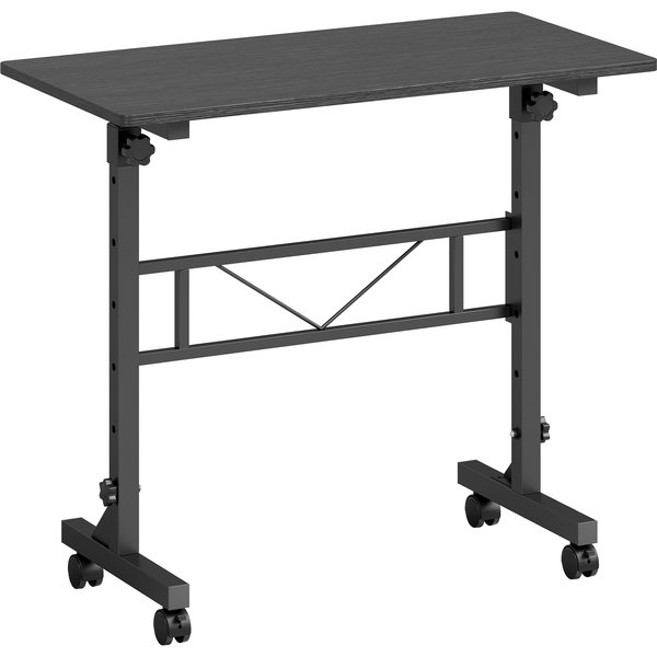 HOMCOM Overbed Table Adjustable Height Sofa Side Table with Wheels 80 x 40 cm Black