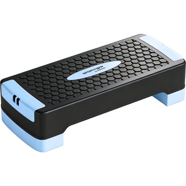 SPORTNOW Steppbrett höhenverstellbar Fitness Aerobic Stepper mit 2 Stufen (11/16 cm) 2 Widerstandsbändern, Anti-Rutsch-Matte, Rutschfest Step Bench für Zuhause Fitnessstudio Büro Blau Aosom