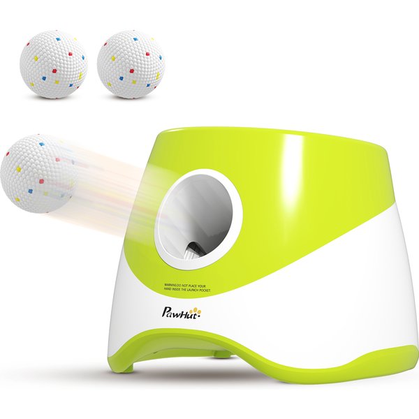 PawHut Automatischer Ballwerfer, Hunde Ball Interaktive Ballwurfmaschine mit 3 ETPU Tennisbälle 3 Distanzen 6m/10 m/14m, Interaktive Ballmaschine für kleine, mittlere Hunde Grün Aosom