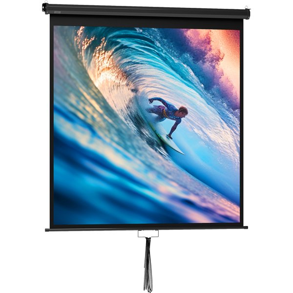 HOMCOM Beamer Leinwand 152 x 152 cm 85 Zoll 1:1 HD 4K Projektionsleinwand Rollo-Leinwand für Heimkino Büro-Präsentationen Aosom