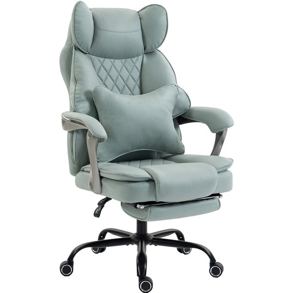 HOMCOM Executive Office Chair, Leathaire Big and Tall Office Chair 180 kg with Wide Seat, Reclining, Lumbar Support, Blue