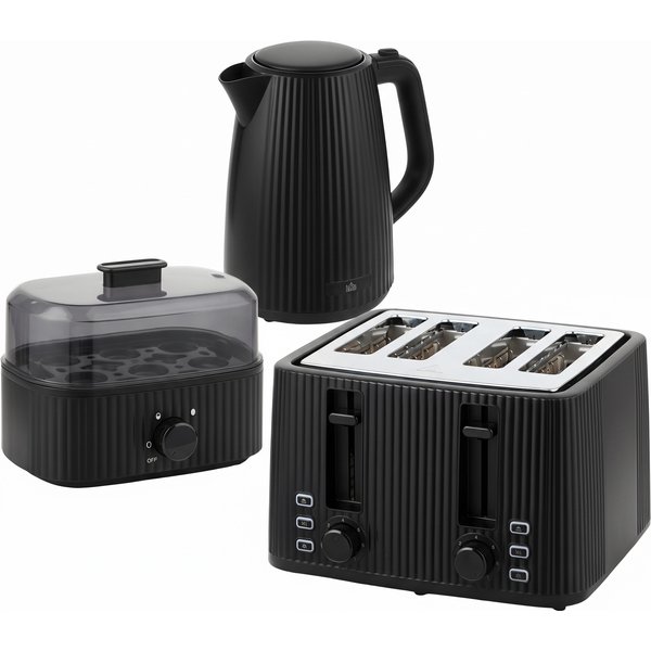 HOMCOM Wasserkocher Toaster Eierkocher Set 1,7L 2200W Edelstahl Schnell Wasserkocher mit Kalkfilter 4 Scheiben Toaster mit 7 Bräunungsstufen Eierkocher mit Kontrollleuchte Signalton-Timer für 1-6 Eier Aosom