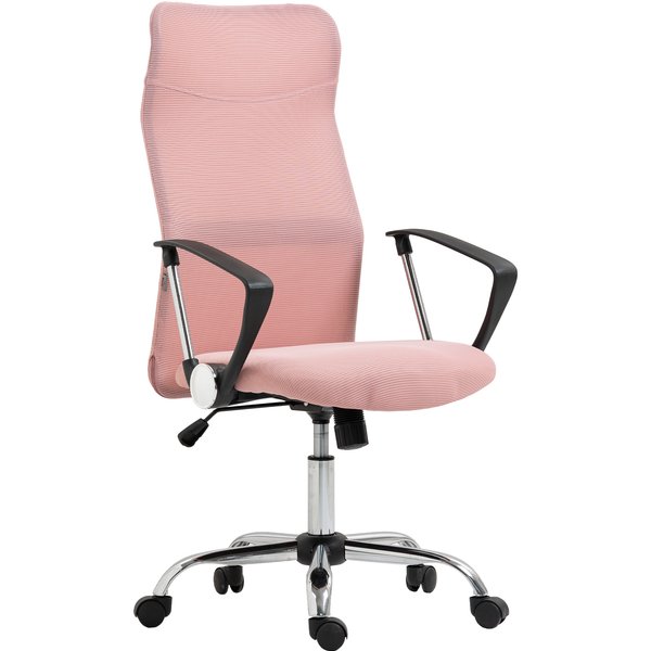 Homcom Chaise De Bureau Ergonomique Pivotante, Hauteur RéGlable Et Dossier En Tissu Mesh, 63X65X109-119 Cm, Rose-image