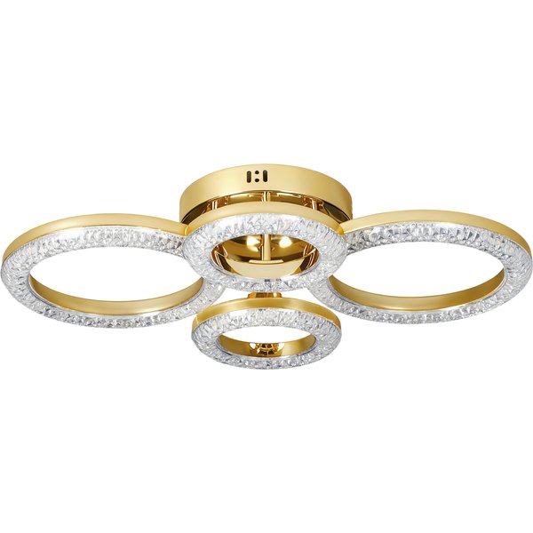 HOMCOM LED Ceiling Light, Modern 4 Rings Ceiling Lamp with Wall Switch Control, 40W 4350lm Flush Mount Ceiling Light with 3500K/4500K/6000K Colour Temperatures for Living Room, Bedroom, Gold Tone