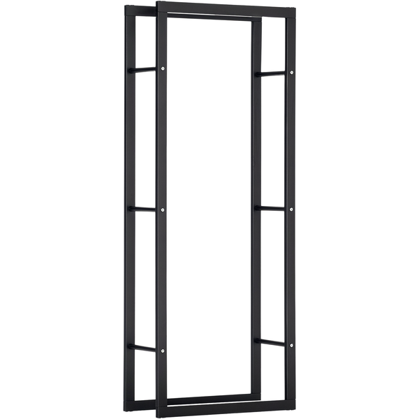 Homcom EtagèRe Porte Bois De CheminéE Porte-BûChes Design Contemporain Charge Max. 100 Kg Dim. 60L X 25L X 150H Cm MéTal Noir-image