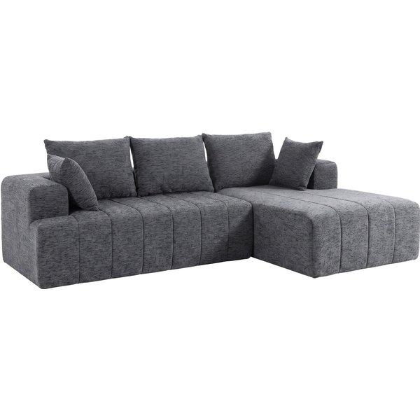 HOMCOM Modulares Ecksofa mit Ottomane, wandelbares Chenille-Cloud-Schlafsofa, 3-Sitzer in L-Form mit dicker Federkernpolsterung, breiter und tiefer Sitzfläche, breiten Armlehnen, 2 Kissen, Grau Aosom