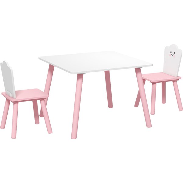 Aiyaplay Table Enfant Avec Chaise, Ensemble Table Et 2 Chaises En Bois Pour Dessiner, Jouer, éTudier, Rose-image