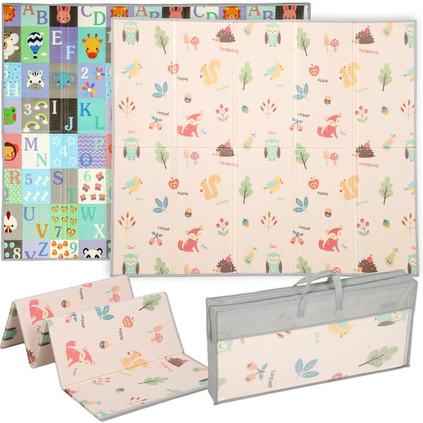 Aiyaplay Tapis De Jeu Pour BéBé Pliable Et RéVersible, Tapis De Sol En Mousse éPais, 176,5 X 148 X 1 Cm, Multicolore-image