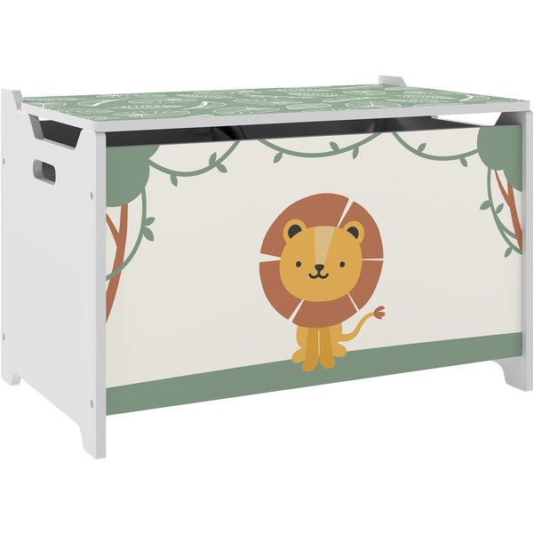 Aiyaplay Coffre à Jouets Avec Couvercle, Coffre De Rangement Enfant Avec CharnièRes De SéCurité, 60 X 37 X 39 Cm, Vert-image