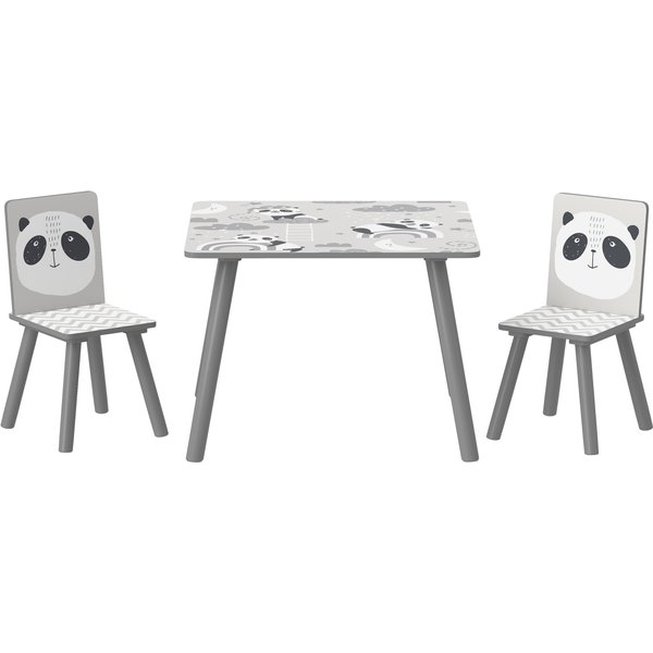 ZONEKIZ Kids Table and Chair Set, Toddler Table with 2 Chairs, Toddler Furniture Set, for Ages 3-8 Years - Grey Aosom UK
