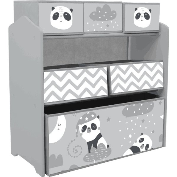 Zonekiz Meuble Rangement Enfant Rangement Jouet Enfant 6 BoîTes Amovibles En Tissu Non Tissé 63 X 30 X 66 Cm Gris-image