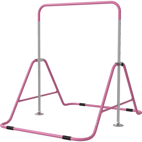 Homcom Barre Fixe De Gymnastique Pour Enfants Pliante Hauteur RéGlable De 88 à 128 Cm Rose-image