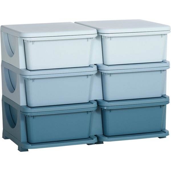 HOMCOM Kids Storage Unit, with Six Drawers - Blue Aosom UK