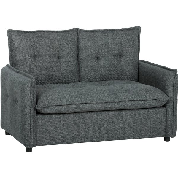 Homcom Canapé 2 Places, Canapé De Salon Moderne 131 Cm Avec Assise RembourréE, Coussins à Ressorts, Tissu En Lin, Gris Foncé-image