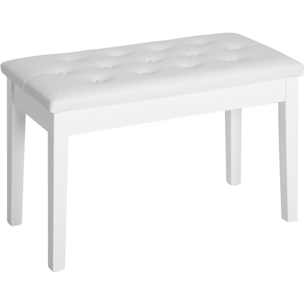 Homcom Tabouret De Piano Coffre De Rangement 76 X 36 X 50 Cm Similicuir Blanc-image