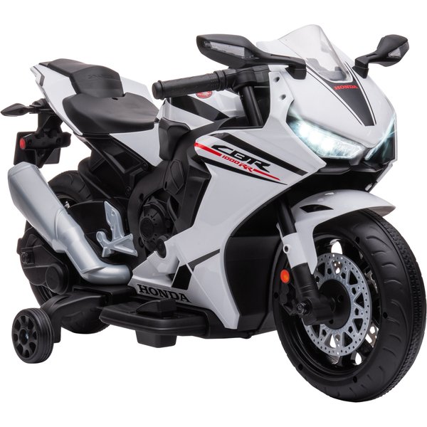 Homcom Moto ÉLectrique Pour Enfants Avec Licence Honda, Batterie 6V Rechargeable, Vitesse 3 Km/H, Blanc-image