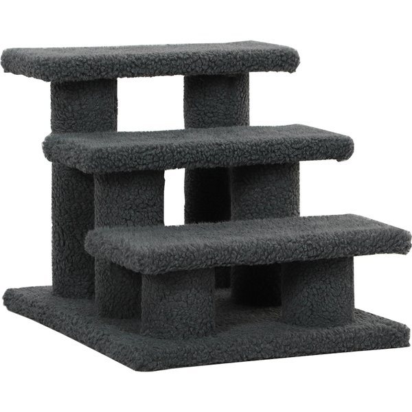 PawHut Katzentreppe 3 Stufen Tiertreppe Treppe für Katze Haustiertreppe Hundetreppe aus Plüsch 45 x 35 x 34 cm Grau Aosom