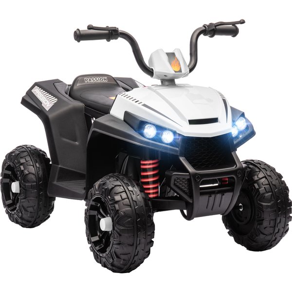 AIYAPLAY Elektro Quad für Kinder 12V Kinderquad mit 4-Rad-Federung, MP3-Musikplayer, Kinderfahrzeug mit Scheinwerfer, Vorwärts- und Rückwärtsgang, für 3-5 Jahre Kinder, 5 km/h, Metall, Weiß Aosom