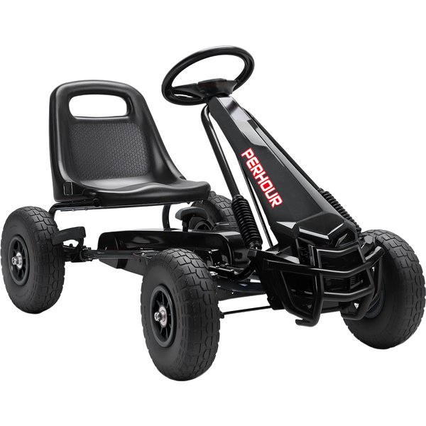 Aiyaplay Kart à PéDales Go-Kart Pour Enfants SièGe RéGlable Pneus Eva Embrayage Manuel Et Frein 110 X 61 X 62 Cm Noir-image