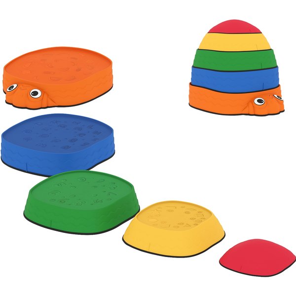 AIYAPLAY Balanciersteine für Kinder 5 Stück Rutschfeste Stapelsteine stapelbar Balance Steine zur Förderung von Balance Gleichgewichts, Flusssteine 2-8 Jahren Trittsteine für Drinnen Draußen Aosom
