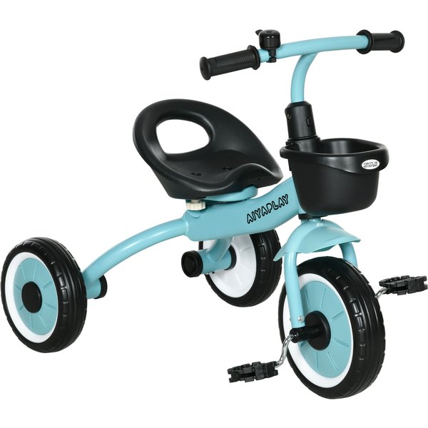 AIYAPLAY Kids Trike, Tricycle, with Adjustable Seat, Basket, Bell, for Ages 2-5 Yearr, Blue | Aosom Ireland