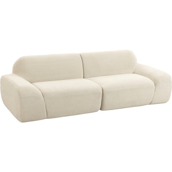 Homcom Canapé 3 Places En Chenille 244 Cm, Canapé Salon Moderne, Assise Et Accoudoirs Larges, Ressorts EnsachéS, CrèMe-image
