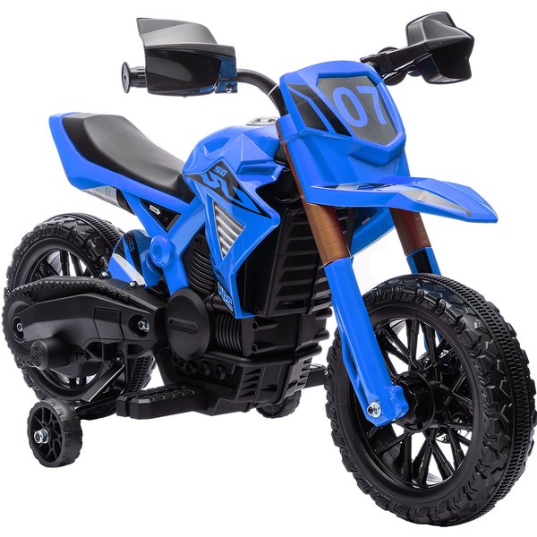 Aiyaplay Moto ÉLectrique Pour Enfants De +3 Ans Moto De Batterie Pour Enfants 12V Avec Roues Auxiliaires Et Klaxon Charge 30 Kg Bleu-image