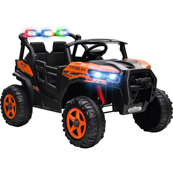 AIYAPLAY 24V Electric Ride on Car, 2-Seater Electric Car for Kids with Remote, Bluetooth, Soft Start, Suspension Spring, Orange