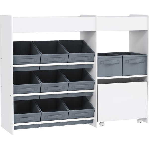 Aiyaplay ÉTagèRe à Jouets Pour Enfants éTagèRe à Livres 11 Bacs De Rangements En Tissu Non Tissé 105 X 30 X 80 Cm Blanc-image