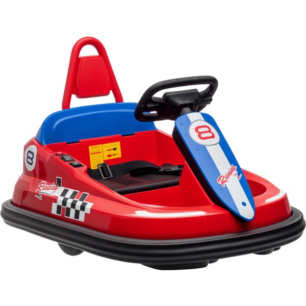 HOMCOM Electric Kids Bumper Car, 6V 360-Degree Rotation Waltzer Car, Battery Powered Ride on Car w/ 2 Speeds, Music, for 18-48 Months, Red Aosom UK