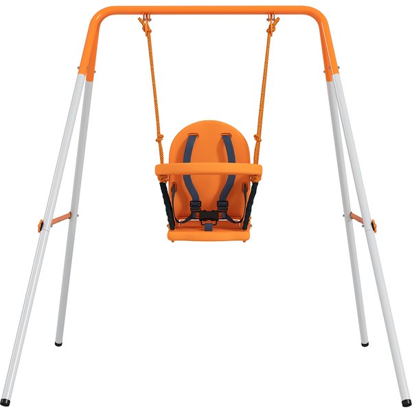 Outsunny BalançOire Pour BéBéS BalançOire Jardin ExtéRieur En Acier Avec Dossier Ceinture De SéCurité Charge 25 Kg Orange-image