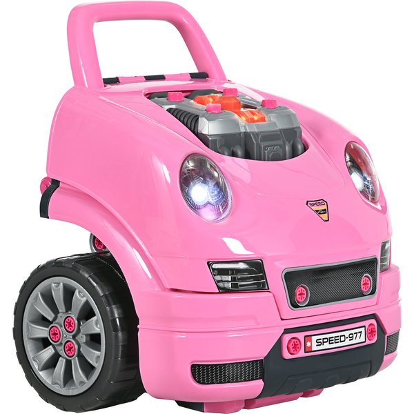 HOMCOM Kids Truck Engine Toy Set, with Horn, Light, Car Key, for Ages 3-5 Years - Pink | Aosom Ireland