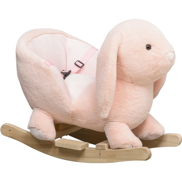 Homcom Cheval à Bascule En Forme De Lapin Porteur Pour BéBéS Et Enfants De 18-36 Mois Jouet éDucatif Et Interactif 60 X 33 X 50 Cm Rose-image