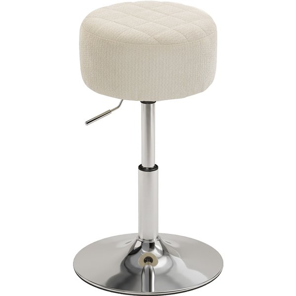 Homcom Tabouret De Coiffeuse En Pu, Tabouret De Maquillage Pivotant, Tabouret De Bar RéGlable En Hauteur 51-66 Cm, CrèMe-image