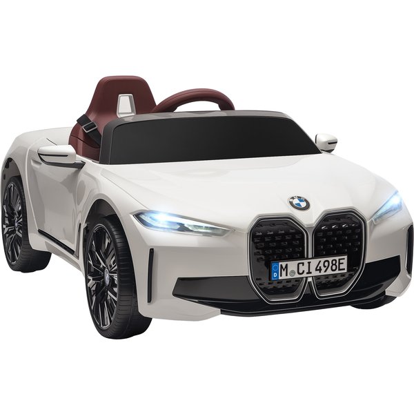 HOMCOM BMW i4 Licensed 12V Kids Electric Ride on Car w/ Remote Control, Powered Electric Car w/ Portable Battery, Music, for Kids Aged 3-6, White