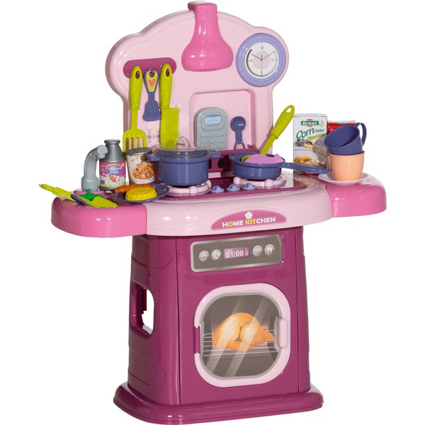 Aiyaplay Cuisine Enfant Accessoires 38 Pcs Jouet D'imitation Pour Enfant Dinette Enfant 3-6 Ans LumièRes Et Sons RéAlistes Rose-image