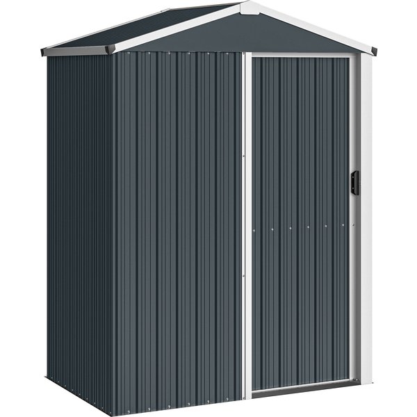 Outsunny Abri De Jardin En MéTal 1,2 M², Cabane Jardin ExtéRieure, Porte Coulissante Verrouillable Et Gants, 136X87X179Cm, Gris-image