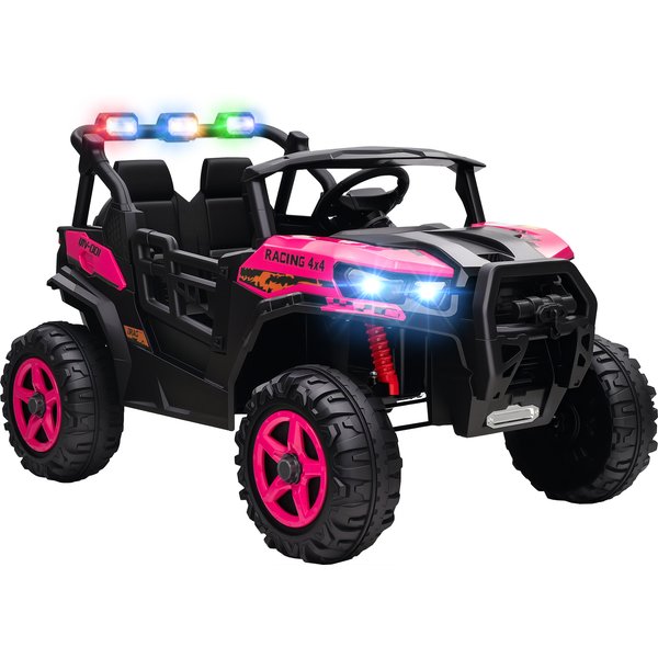 AIYAPLAY 24V Electric Ride on Car, 2-Seater Electric Car for Kids with Remote, Bluetooth, Soft Start, Suspension Spring, Pink