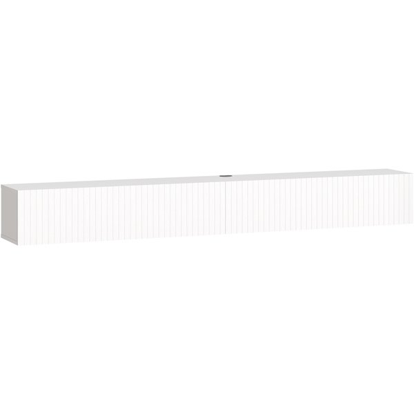 Homcom Meuble TV Suspendu 180Cm, Meuble TéLé Pour TéLéViseur 72 Pouces, 2 Portes Rabattables, 180X25X22Cm, Blanc-image